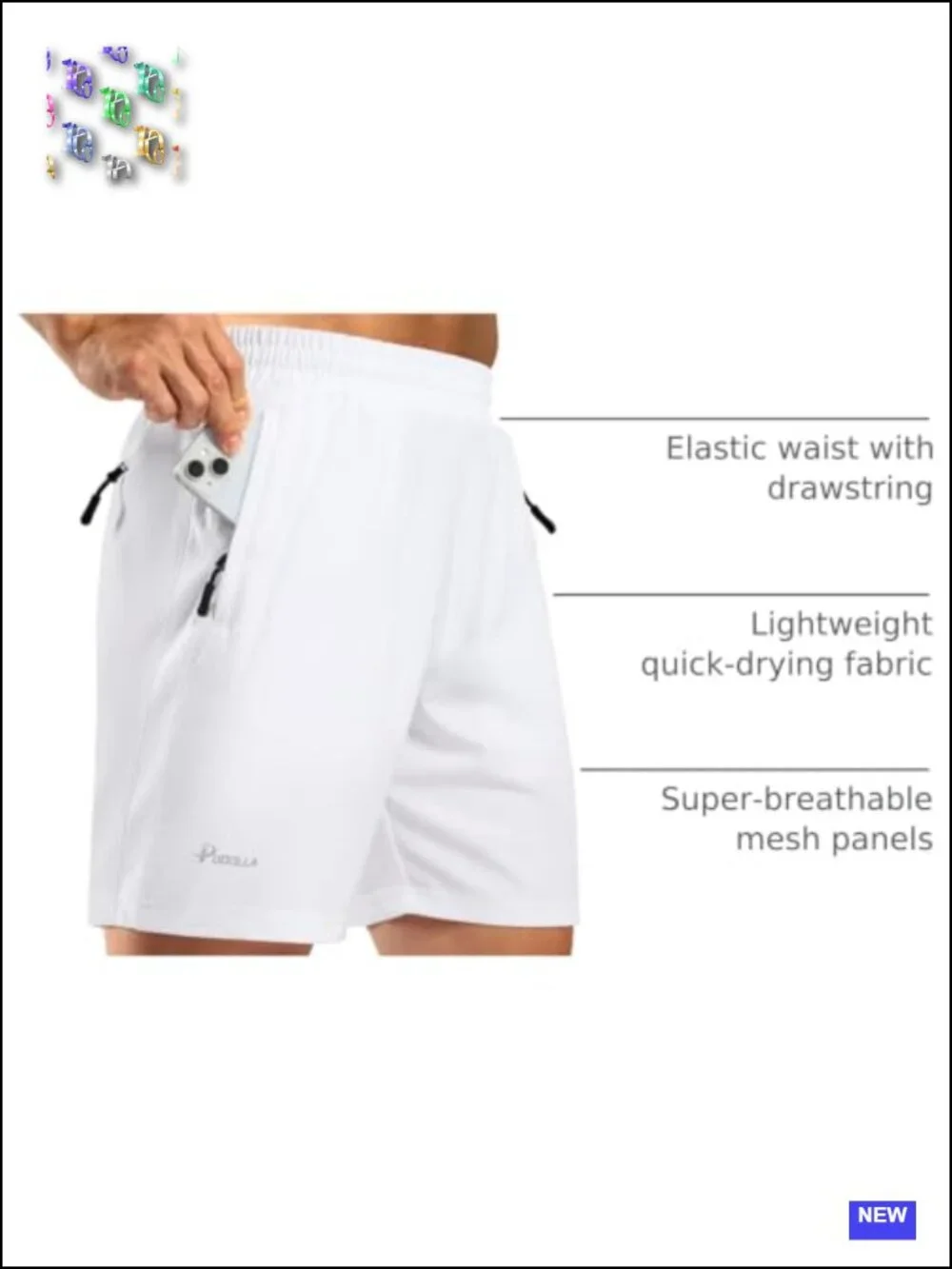 Men's 5/7 Athletic Running Shorts with 3 Zipper Pockets